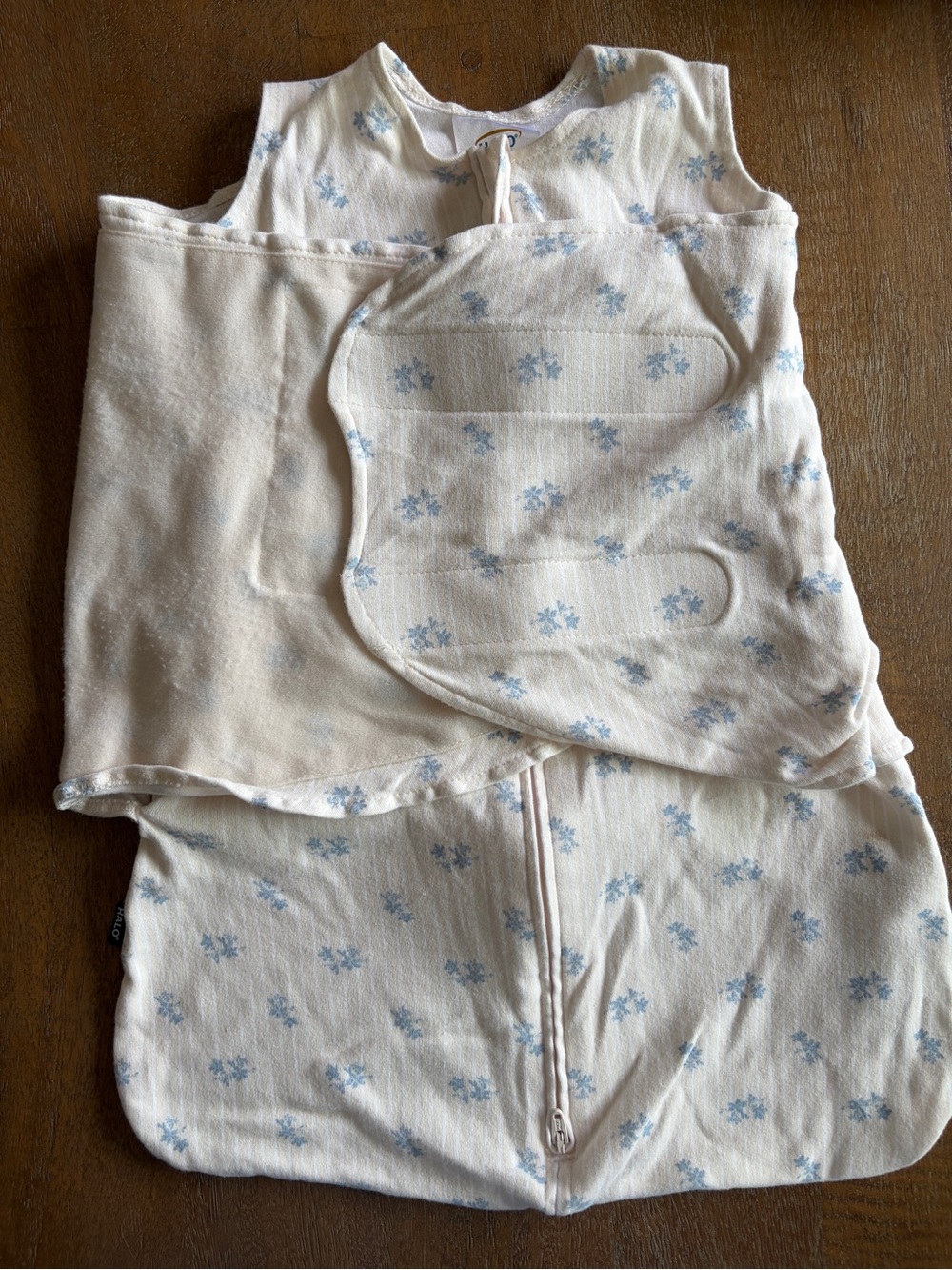 Halo Cream & Light Blue Floral Zip Sleep Sack for Infants